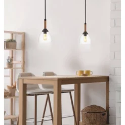 7.63" Adjustable Iron Alys Rope Wrap Modern Rustic LED Kitchen Pendant Black - Jonathan Y