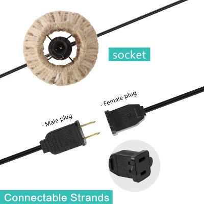 JONATHAN Y Samara 10' 10-Light Incandescent C7 Hemp Rope Shaded String Lights: UL Listed, Indoor/Outdoor Use 2 JONATHAN Y Samara 10' 10-Light Incandescent C7 Hemp Rope Shaded String Lights: UL Listed, Indoor/Outdoor Use - Image 2