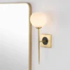6" 1-Light Sylvie Coastal French Country Iron LED Sconce Brass Gold/White - JONATHAN Y: UL Listed, Glass Shade, Metal Body