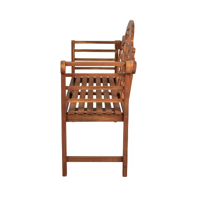 Lutyens 3-Seat Arched Acacia Wood Outdoor Garden Patio Bench - JONATHAN Y 3 Lutyens 3-Seat Arched Acacia Wood Outdoor Garden Patio Bench - JONATHAN Y - Image 3