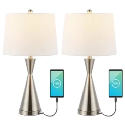 (Set Of 2) 26" Colton Classic French Country Iron LED Table Lamp With USB Charging Port (Includes LED Light Bulb) - JONATHAN Y -Furniture store GUEST 2d4920f5 1909 4e75 a125 b0e9816a6e5b