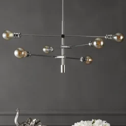 36" 6-Light Atlas Modern Vintage Iron Arm-Adjustable LED Chandelier Chrome - JONATHAN Y -Furniture store GUEST 2e4f714e ceda 43fb 85b9 143bc3a60328
