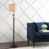 60" Glass/Metal January Floor Lamp (Includes LED Light Bulb) Black - JONATHAN Y