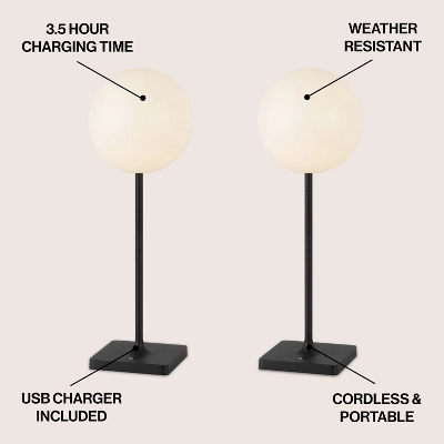 JONATHAN Y Allie Modern Minimalist Indoor/Outdoor Metal Globe Rechargeable/Cordless Dimmable Integrated LED Table Lamp With Touch Sensor 2 JONATHAN Y Allie Modern Minimalist Indoor/Outdoor Metal Globe Rechargeable/Cordless Dimmable Integrated LED Table Lamp With Touch Sensor - Image 2