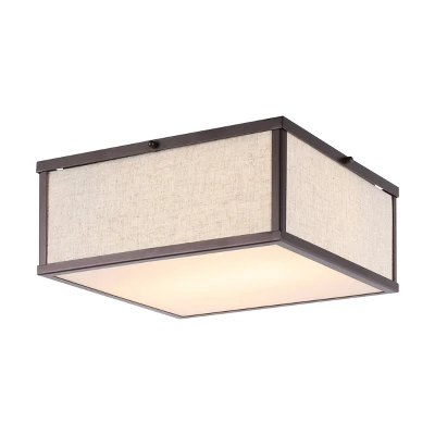 14.13" 2-Light Grant Minimalist Industrial Square Linen Iron LED Flush Mount Bronze/Beige - JONATHAN Y: UL Listed, Hardwired, Modern Decor 6 14.13" 2-Light Grant Minimalist Industrial Square Linen Iron LED Flush Mount Bronze/Beige - JONATHAN Y: UL Listed, Hardwired, Modern Decor - Image 6
