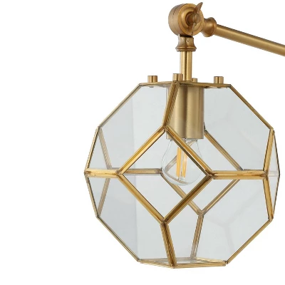 7.5" 1-Light Honeycomb Modern Contemporary Arm-Adjustable Iron/Glass LED Sconce Brass Gold/Clear - JONATHAN Y: UL Listed, Mid-Century Design 5 7.5" 1-Light Honeycomb Modern Contemporary Arm-Adjustable Iron/Glass LED Sconce Brass Gold/Clear - JONATHAN Y: UL Listed, Mid-Century Design - Image 5