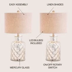 JONATHAN Y Alvord LED Glass Table Lamp