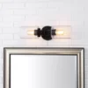 16.5" LED 2-Light Jules Edison Cylinder Iron/Seeded Glass Contemporary Wall Sconce Black - JONATHAN Y: UL Listed, Modern Vanity Lighting