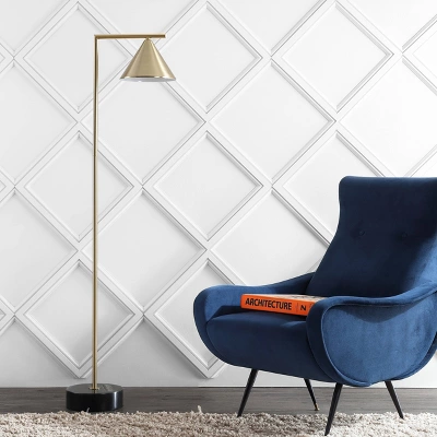 60" Chelsea Cone Shade Floor Lamp (Includes LED Light Bulb) Brass - JONATHAN Y: Marble Base, Push Button Foot Switch 2 60" Chelsea Cone Shade Floor Lamp (Includes LED Light Bulb) Brass - JONATHAN Y: Marble Base, Push Button Foot Switch - Image 2