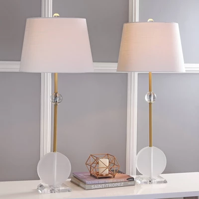 34" (Set Of 2) Spencer Crystal/Metal Table Lamp (Includes LED Light Bulb) Clear - JONATHAN Y 1 34" (Set Of 2) Spencer Crystal/Metal Table Lamp (Includes LED Light Bulb) Clear - JONATHAN Y