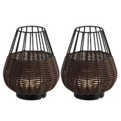 JONATHAN Y Elian 10" Decorative Indoor/Outdoor Faux Wicker Rechargeable/Cordless Dimmable Integrated LED Table Lamp -Furniture store GUEST 3333bb5c f8eb 4c5e 902f b0873061aefe