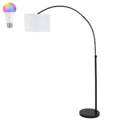 70" Collier Industrial Adjustable Iron LED Arc Floor Lamp, Smart Bulb - JONATHAN Y: Overhead Lighting For Living Room -Furniture store GUEST 335372bb 3c03 46dd 9ef3 259d08c46fdb