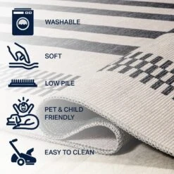 Vichy Geometric Striped Machine-Washable Indoor Area Rug - JONATHAN Y 12 Vichy Geometric Striped Machine-Washable Indoor Area Rug - JONATHAN Y -Furniture store GUEST 345806d2 7738 40d8 9c91 736a57f0e6a3
