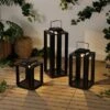 JONATHAN Y Leland Modern Industrial Integrated Indoor/Outdoor LED Solar Powered Lanterns