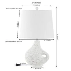 24" Charlotte Minimalist Designer Iron/Resin Oval Shade Table Lamp (Includes LED Light Bulb) White Terrazzo - JONATHAN Y -Furniture store GUEST 35e9b0e5 868c 4174 ae8f 88dab17656a7