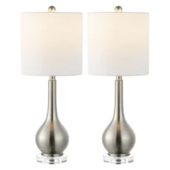 Set Of 2 25" Dylan Metal/Crystal Teardrop Table Lamps (Includes LED Light Bulb) - JONATHAN Y