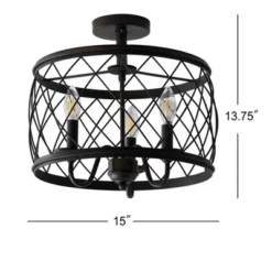 15" Eleanor Metal LED Semi Flush Mount Ceiling Light Black (Includes Energy Efficient Light Bulb) - JONATHAN Y -Furniture store GUEST 38473d46 1742 442f 90b6 ace4002384c1