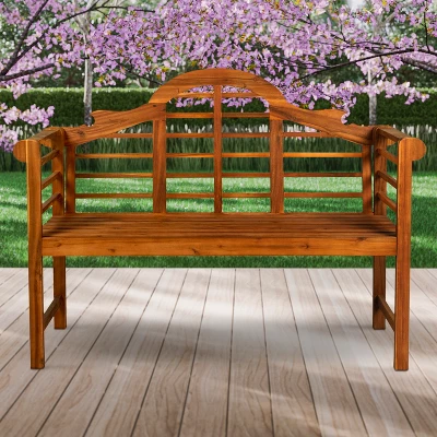 Lutyens 3-Seat Arched Acacia Wood Outdoor Garden Patio Bench - JONATHAN Y 1 Lutyens 3-Seat Arched Acacia Wood Outdoor Garden Patio Bench - JONATHAN Y