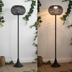 JONATHAN Y Jaemin Modern Coastal Faux Rattan Integrated Indoor/Outdoor LED Solar Powered Floor Lamp -Furniture store GUEST 39cba46d 64e6 4a8e 822c 999702c29e08