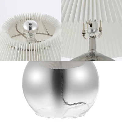 22.5" Louisa MidCentury Round Glass/Iron Pleated Shade Table Lamp (Includes LED Light Bulb) Smoke Gradient/Chrome - JONATHAN Y 5 22.5" Louisa MidCentury Round Glass/Iron Pleated Shade Table Lamp (Includes LED Light Bulb) Smoke Gradient/Chrome - JONATHAN Y - Image 5