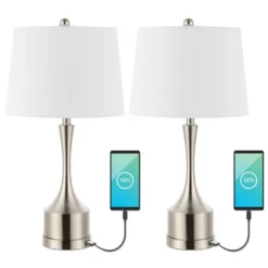 (Set Of 2) 26" Cooper Classic French Country Iron LED Table Lamp With USB Charging Port (Includes LED Light Bulb) - JONATHAN Y -Furniture store GUEST 3a0e4587 748d 48c9 b312 26e7e0023521