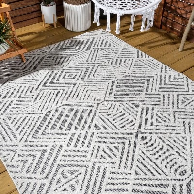 Jordan High-Low Pile Art Deco Geometric Indoor/Outdoor Area Rug - JONATHAN Y 7 Jordan High-Low Pile Art Deco Geometric Indoor/Outdoor Area Rug - JONATHAN Y - Image 7