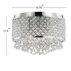 14.7" Crystal Drops/Metal Evelyn Flush Mount (Includes Energy Efficient Light Bulb) Chrome - JONATHAN Y -Furniture store GUEST 3e856c37 de46 4251 ace7 f653588da6c6