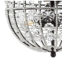 12" LED Metal/Acrylic Crystal Flower Semi Flush Mount Black/Clear - Jonathan Y -Furniture store GUEST 3e9304bf 2d7a 45f9 a19e 7052a30bbd5d