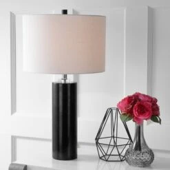 27" Marble/Crystal Brooks Table Lamp (Includes LED Light Bulb) Black - JONATHAN Y
