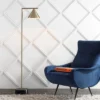 60" Chelsea Cone Shade Floor Lamp (Includes LED Light Bulb) Brass - JONATHAN Y: Marble Base, Push Button Foot Switch