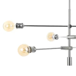 36" 6-Light Atlas Modern Vintage Iron Arm-Adjustable LED Chandelier Chrome - JONATHAN Y -Furniture store GUEST 42637813 a23e 4b93 8049 1516d1b8a38b