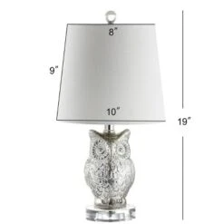 19" Glass/Crystal Night Owl Table Lamp (Includes LED Light Bulb) Silver - JONATHAN Y -Furniture store GUEST 4277e5e7 1ad7 44aa 8619 12fba9c5afae