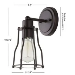 5.13" Metal Evelyn Vanity Wall Light Black - JONATHAN Y: Industrial Edison Bulb Bath Sconce 6 5.13" Metal Evelyn Vanity Wall Light Black - JONATHAN Y: Industrial Edison Bulb Bath Sconce -Furniture store GUEST 4605cf92 e26f 45a8 a9b2 482abf214574