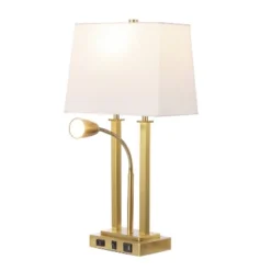 JONATHAN Y Blaire 23.75" 2-Light Metal Table Lamp With USB Charging Port Adjustable Light (Includes LED Light Bulb) -Furniture store GUEST 4664fca7 f8f4 41c4 8182 28f661ac07f7