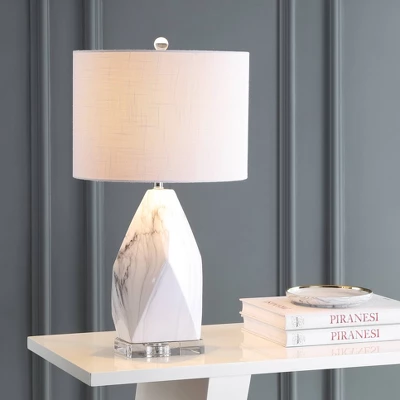 25.5" Marble/Crystal/Ceramic Oslo Table Lamp (Includes LED Light Bulb) White - JONATHAN Y 1 25.5" Marble/Crystal/Ceramic Oslo Table Lamp (Includes LED Light Bulb) White - JONATHAN Y