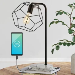 23.5" Penta Industrial Farmhouse Head-Adjustable Iron LED Task Lamp With USB Charging Port Black (Includes LED Light Bulb) - JONATHAN Y 8 23.5" Penta Industrial Farmhouse Head-Adjustable Iron LED Task Lamp With USB Charging Port Black (Includes LED Light Bulb) - JONATHAN Y -Furniture store GUEST 48416d52 53cc 4b0c b61e e8df007a4fd8