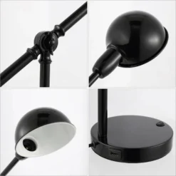 20.25" Curtis Vintage Industrial Iron Adjustable Dome Shade Task Lamp With USB Charging Port (Includes LED Light Bulb) - JONATHAN Y -Furniture store GUEST 487eb6b3 2201 4ffd 9d7d 01067712dc27