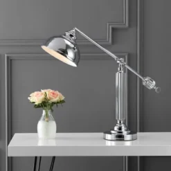 22" Metal/Crystal Giselle Task Lamp (Includes LED Light Bulb) Silver - JONATHAN Y