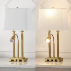 JONATHAN Y Blaire 23.75" 2-Light Metal Table Lamp With USB Charging Port Adjustable Light (Includes LED Light Bulb) -Furniture store GUEST 48cb15b2 1a2c 41c9 ae6e 31049589ef2f