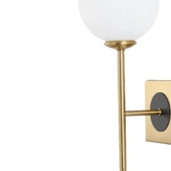 6" 1-Light Sylvie Coastal French Country Iron LED Sconce Brass Gold/White - JONATHAN Y: UL Listed, Glass Shade, Metal Body -Furniture store GUEST 48e03656 7c37 4978 86db 3aad8b919edd