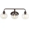 JONATHAN Y Sandrine 3-Light Iron/Seeded Glass Cottage Rustic LED Vanity Light