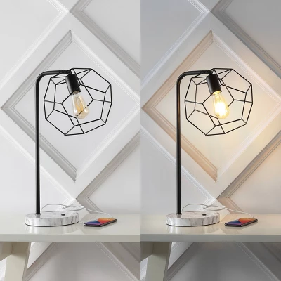 23.5" Penta Industrial Farmhouse Head-Adjustable Iron LED Task Lamp With USB Charging Port Black (Includes LED Light Bulb) - JONATHAN Y 6 23.5" Penta Industrial Farmhouse Head-Adjustable Iron LED Task Lamp With USB Charging Port Black (Includes LED Light Bulb) - JONATHAN Y - Image 6