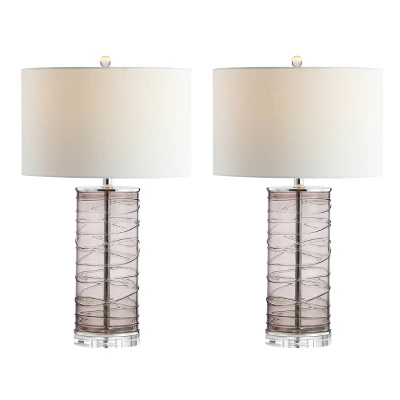 (Set Of 2) 27.5" LED Glass Fused Cylinder Table Lamps - JONATHAN Y 5 (Set Of 2) 27.5" LED Glass Fused Cylinder Table Lamps - JONATHAN Y - Image 5