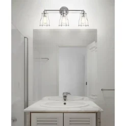 24" Evelyn Vanity Wall Light Chrome - JONATHAN Y: Industrial 3-Light Sconce, ETL Listed -Furniture store GUEST 4e7a4afc afce 4e18 8570 3842111e530d
