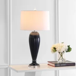 32.5" Glass/Crystal Delphine Table Lamp (Includes LED Light Bulb) Blue - JONATHAN Y