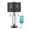 27" 2-Light Hank Industrial Farmhouse Iron LED Table Lamp With USB Charging Port Oil Rubbed Bronze (Includes LED Light Bulb) - JONATHAN Y