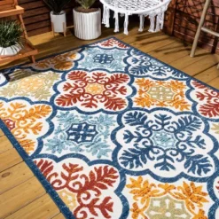 Lucena Modern Medallion High-Low Indoor/Outdoor Area Rug - JONATHAN Y -Furniture store GUEST 4f36436e 91f6 48f4 9c66 e8ed4d0d0861