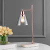 22.25" Metal And Marble Lorena Modern Glam Table Lamp (Includes LED Light Bulb) Copper - Jonathan Y