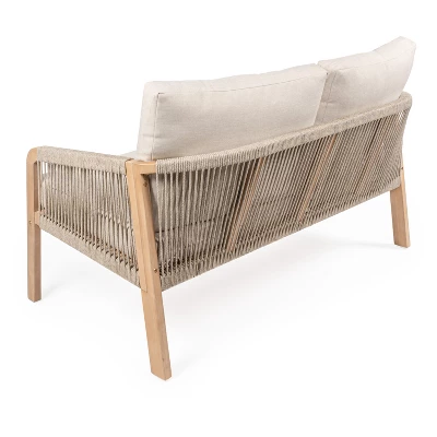 Arwen Modern Bohemian Roped Acacia Wood Outdoor Loveseat With Cushions - JONATHAN Y 7 Arwen Modern Bohemian Roped Acacia Wood Outdoor Loveseat With Cushions - JONATHAN Y - Image 7