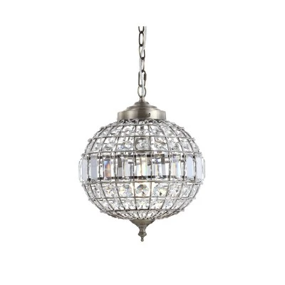 12" Crystal/Metal Georgina Chandelier Pendant (Includes Energy Efficient Light Bulb) Antique Brass - JONATHAN Y 1 12" Crystal/Metal Georgina Chandelier Pendant (Includes Energy Efficient Light Bulb) Antique Brass - JONATHAN Y